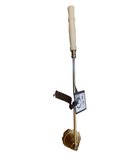 Lights Out Brass Candle Snuffer with white handle and label; available sizes not specified.